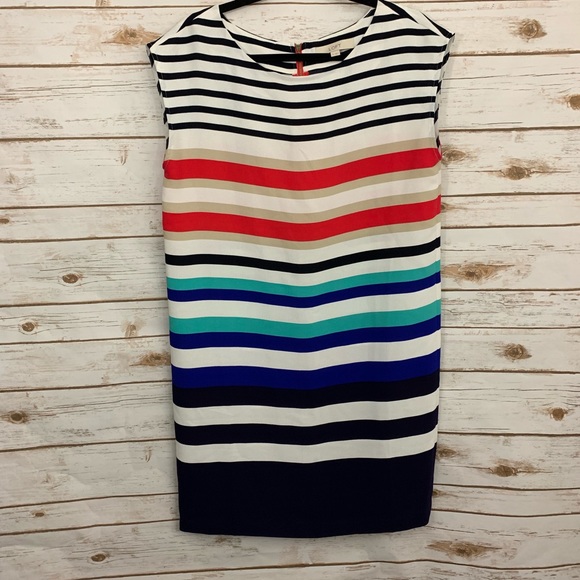 LOFT Dresses & Skirts - Loft Rainbow Striped Sleeveless Cap Sleeve Career Dress